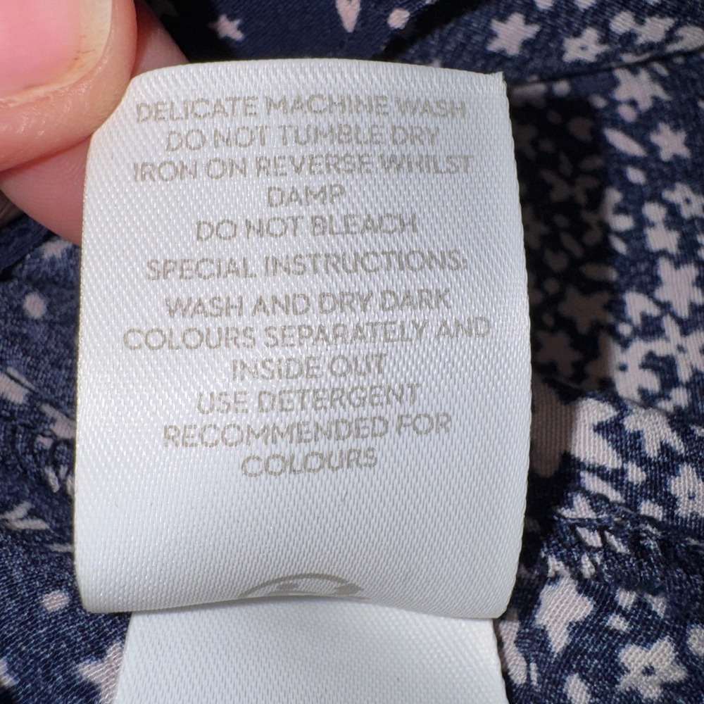 Boden Navy Pink Floral Print V-Neck Mini Dress Short Sleeve Pockets W0206 US 10 - Picture 7 of 13